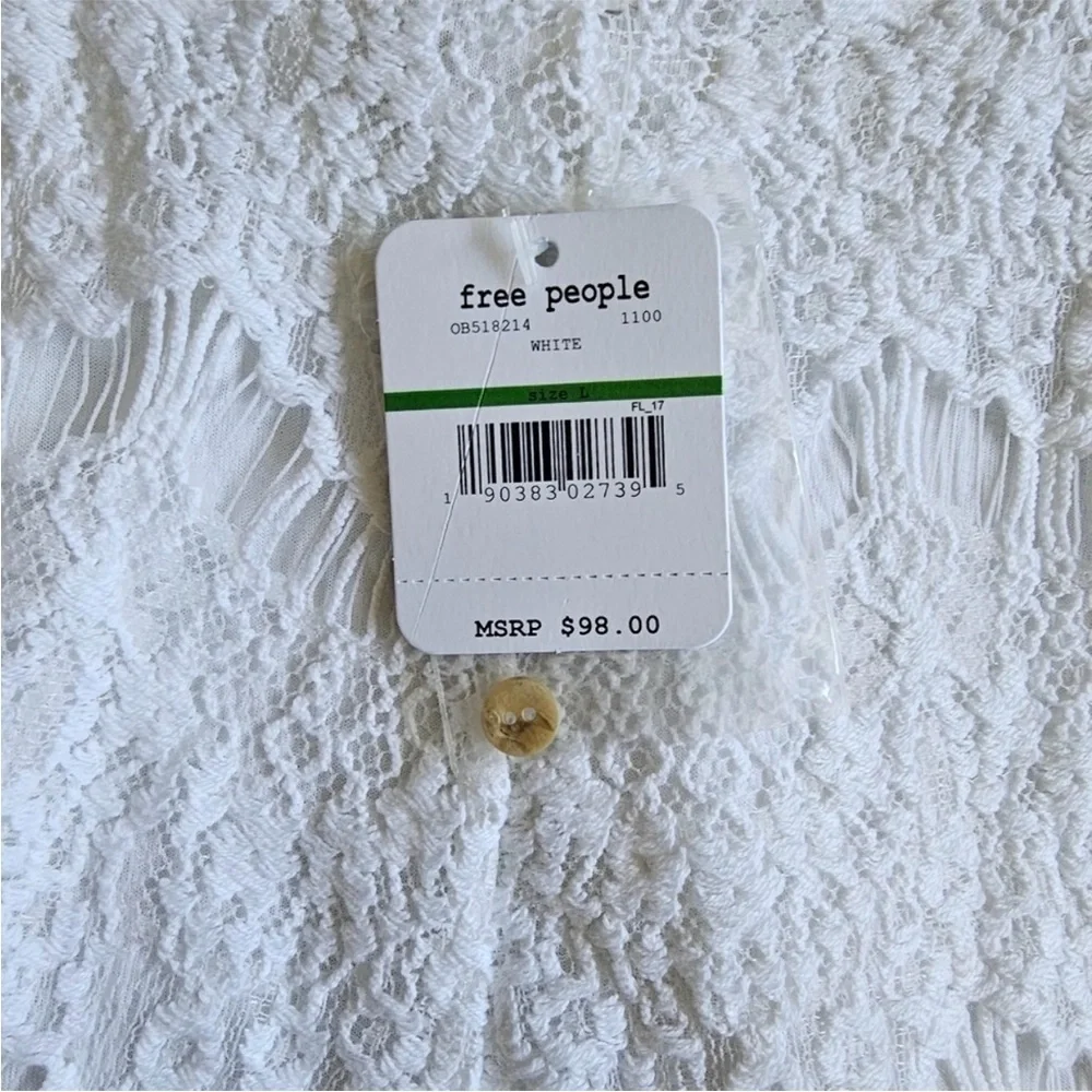 Free People Ivory Lace Mini Dress Open Back NWT Romantic Cottagecore Size Large